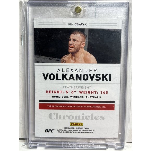 2021 UFC Chronicles Alexander Volkanovski Auto Chronicles Autograph Card #CS-AVK - Picture 2 of 2